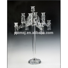 candelabro de cristal de lujo de largo tallo con 6 brazos colgando de cristal